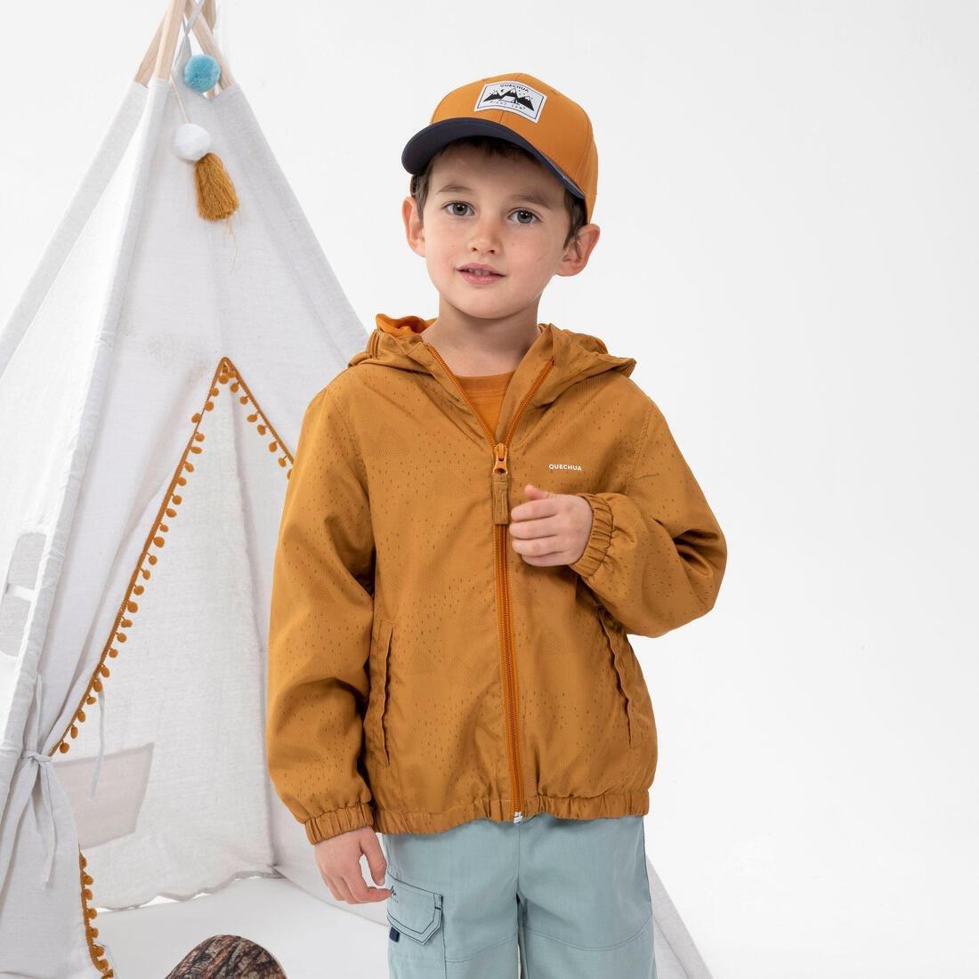 Kids Unisex Hiking Waterproof Jacket - Mh500 2-6 Years, Beige, , large image number 0