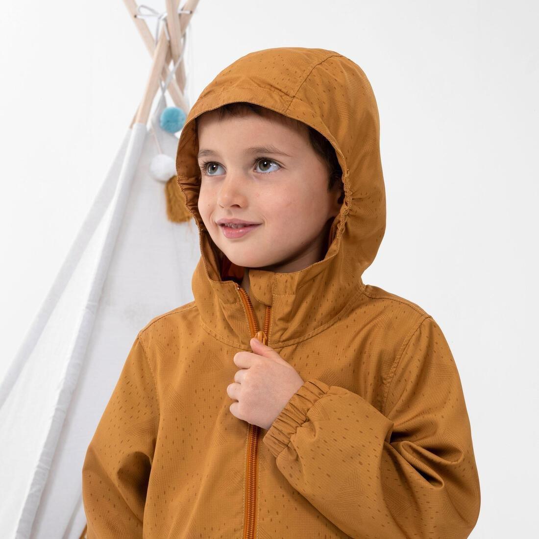 Kids Unisex Hiking Waterproof Jacket - Mh500 2-6 Years, Beige, , large image number 3