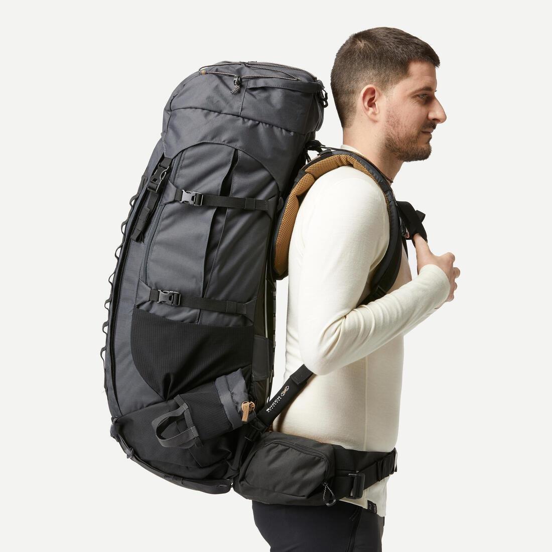 Mens Trekking Backpack - 70+10 L Mt900 Symbium, Grey, No Color, large image number 1
