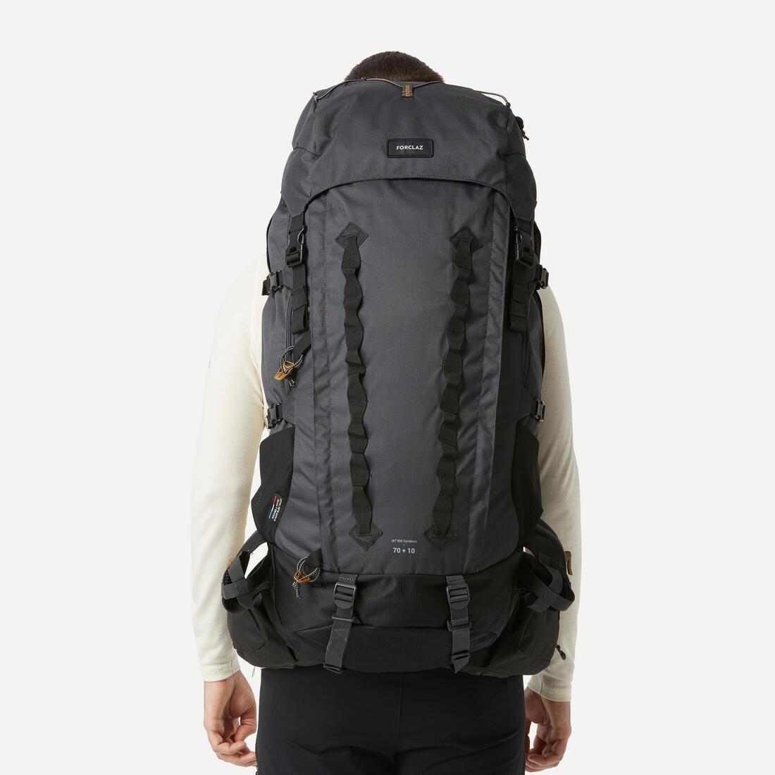 Mens Trekking Backpack - 70+10 L Mt900 Symbium, Grey, No Color, large image number 2