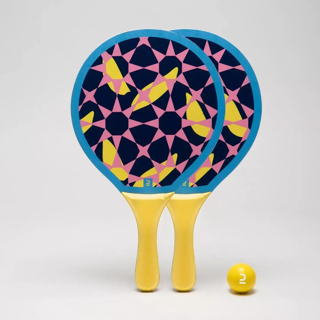 Beach Tennis Racket Set Woody Racket, Navy, No Color, large image number 1