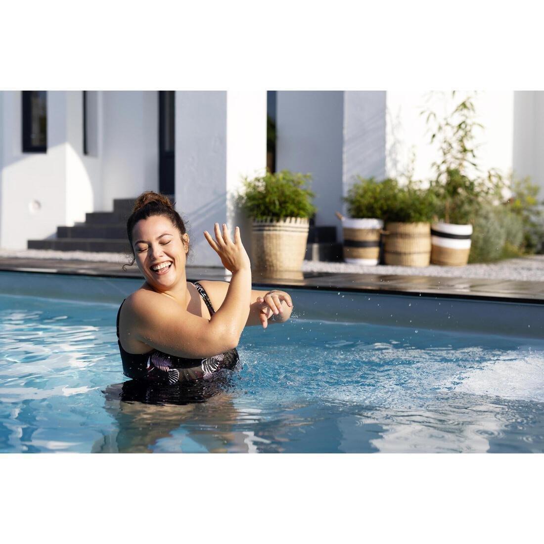 Womens Aquafitness One-Piece Swimsuit, Khaki, No Color, large image number 8