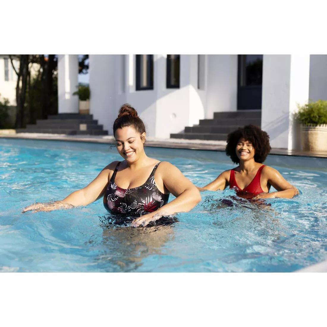 Womens Aquafitness One-Piece Swimsuit, Khaki, No Color, large image number 13