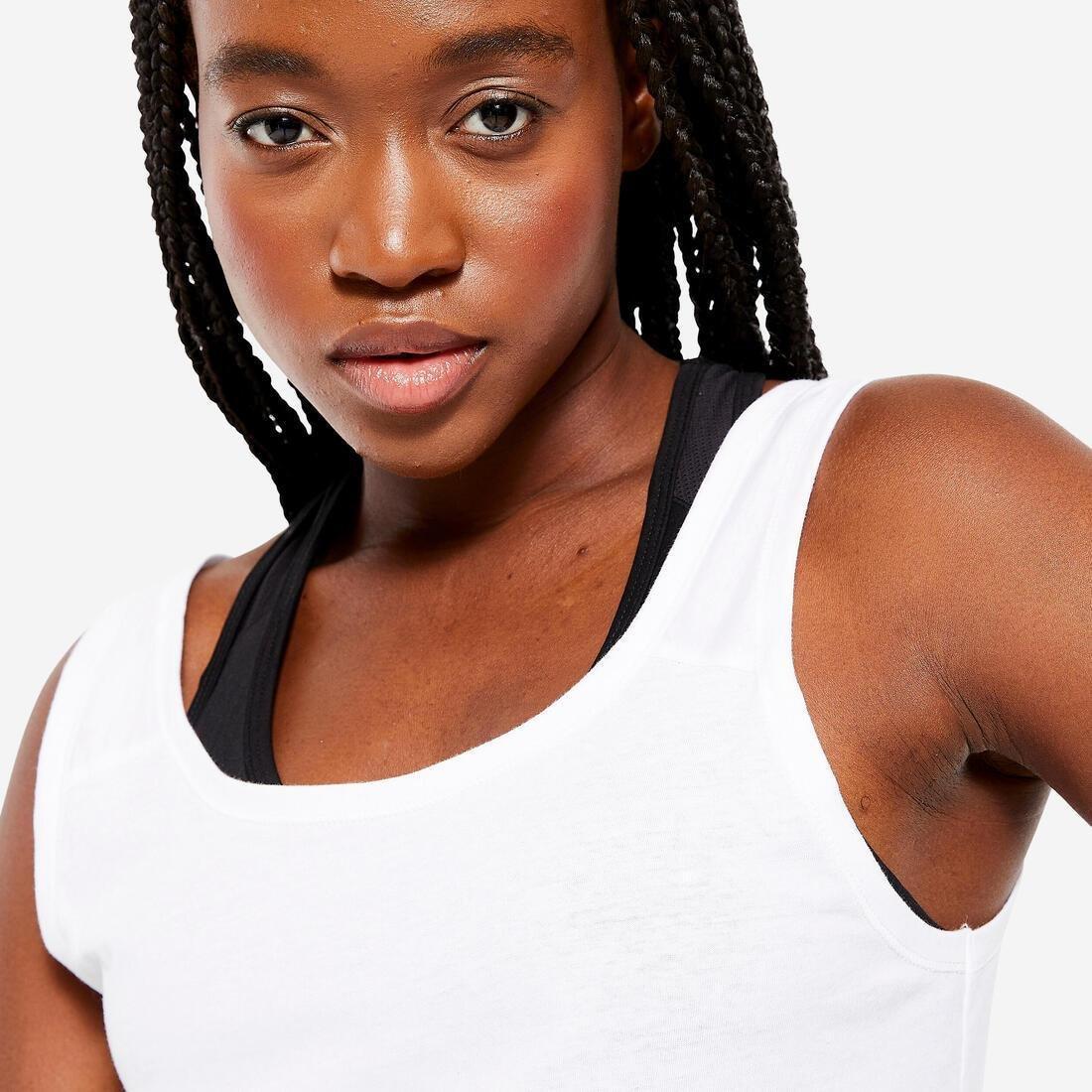 Women Fitness Straight-Cut Tank Top - 100, White, , large image number 2