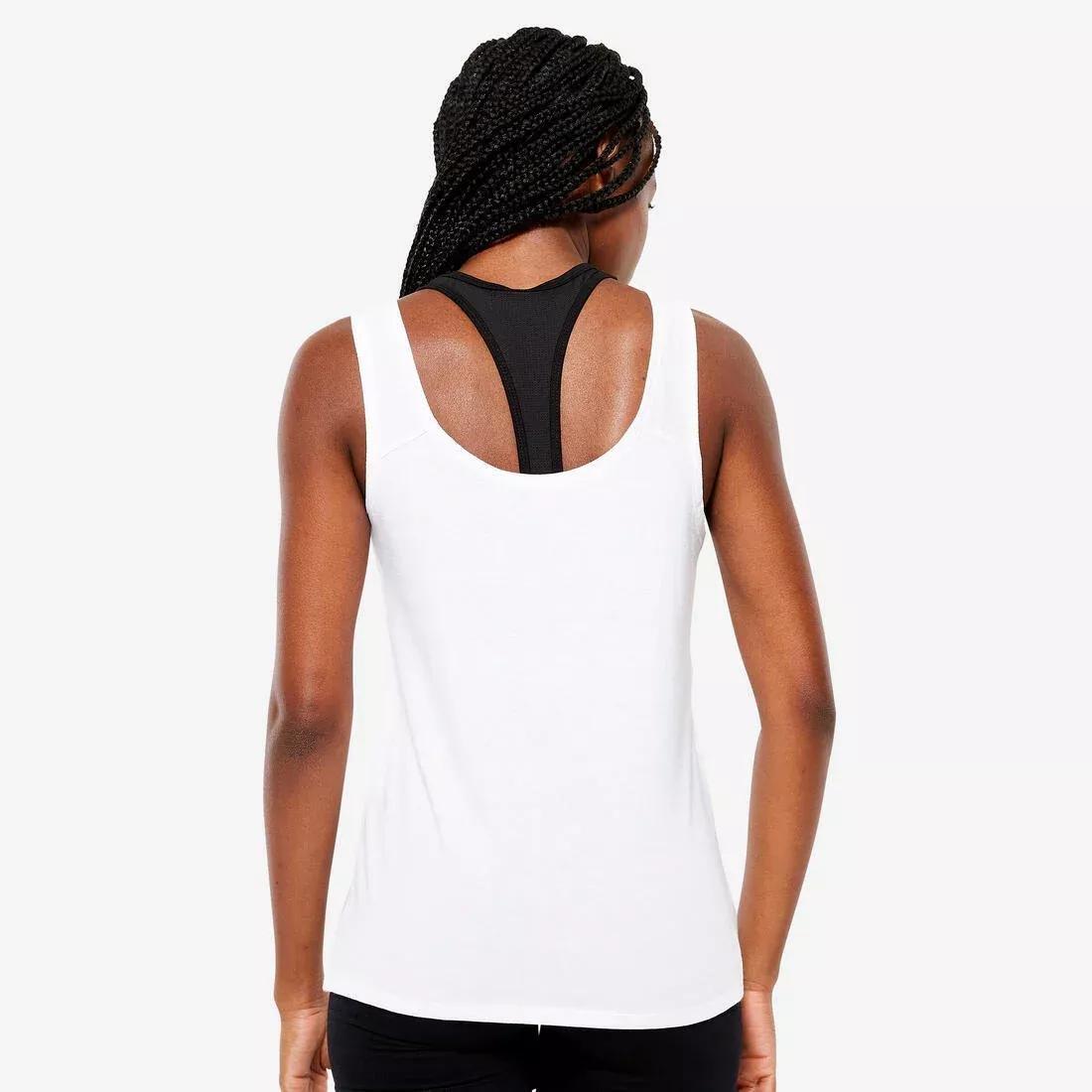 Women Fitness Straight-Cut Tank Top - 100, White, , large image number 3