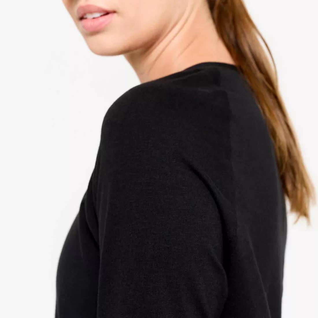 Women Long-Sleeved Cotton T-Shirt, Black, No Color, large image number 2