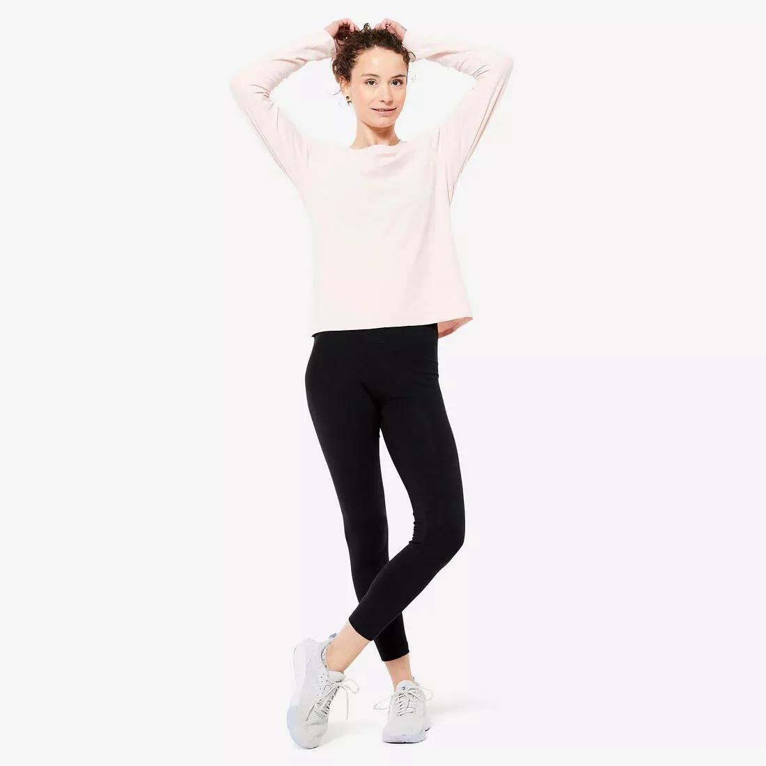 Women Long-Sleeved Cotton T-Shirt, Black, No Color, large image number 3