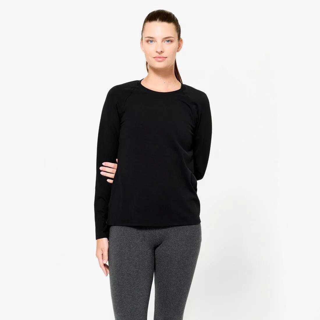 Women Long-Sleeved Cotton T-Shirt, Black, No Color, large image number 8
