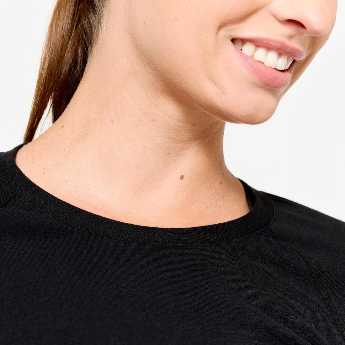 Women Long-Sleeved Cotton T-Shirt, Black, No Color, large image number 10