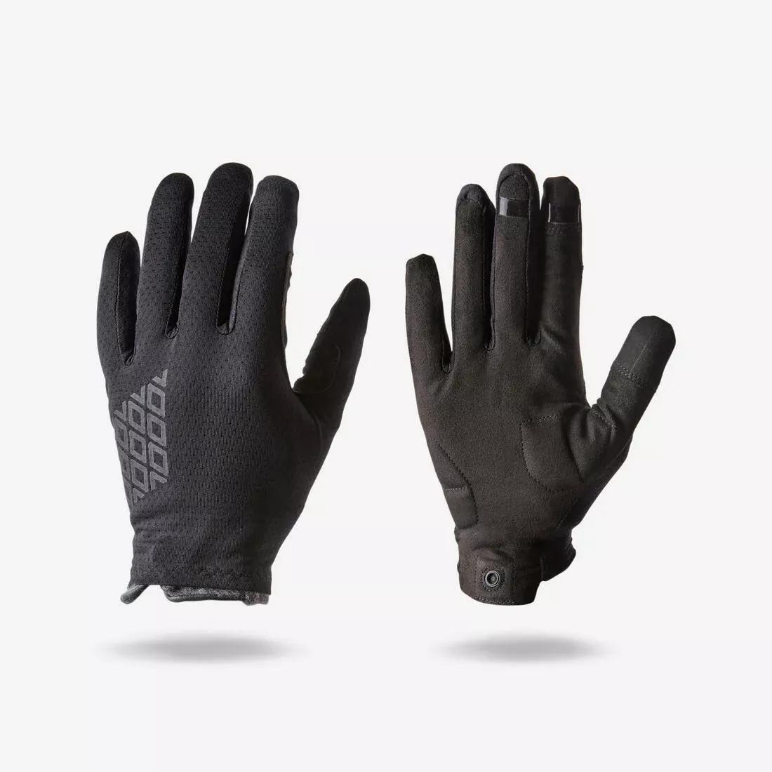 Breathable Mountain Bike Gloves - 100, Black, No Color, medium