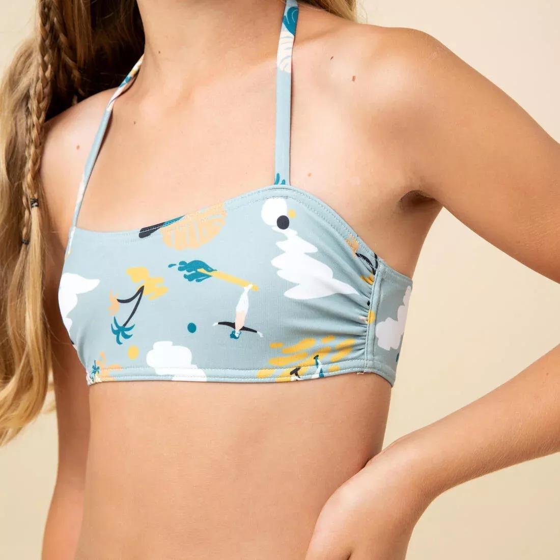 LIGHT KHAKI GIRL'S BANDEAU SWIMSUIT TOP 100, 5401_000, large image number 1