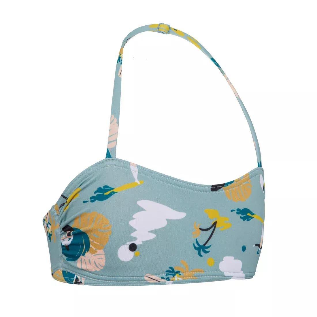 LIGHT KHAKI GIRL'S BANDEAU SWIMSUIT TOP 100, 5401_000, large image number 3