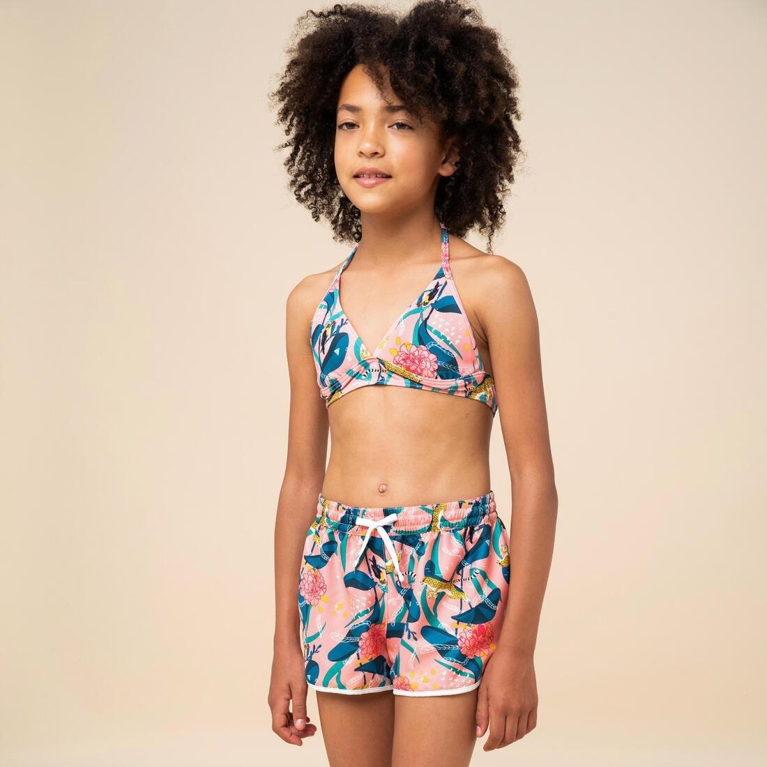 Kids Girls Halter Neck Swimsuit - 100 Coco, Pink, No Color, large image number 3