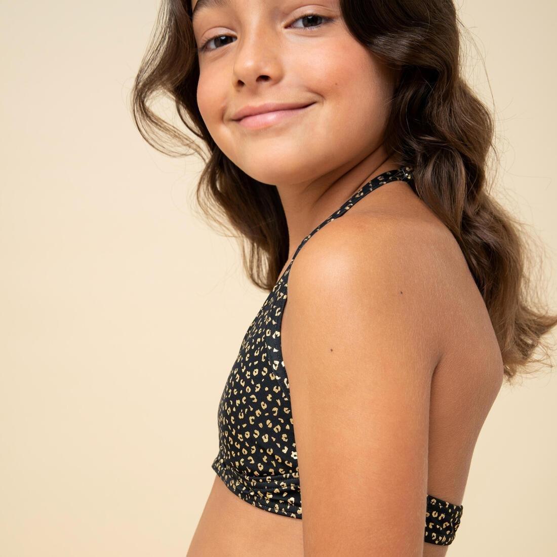 Kids Girls Halter Neck Swimsuit - 100, Black, No Color, large image number 3