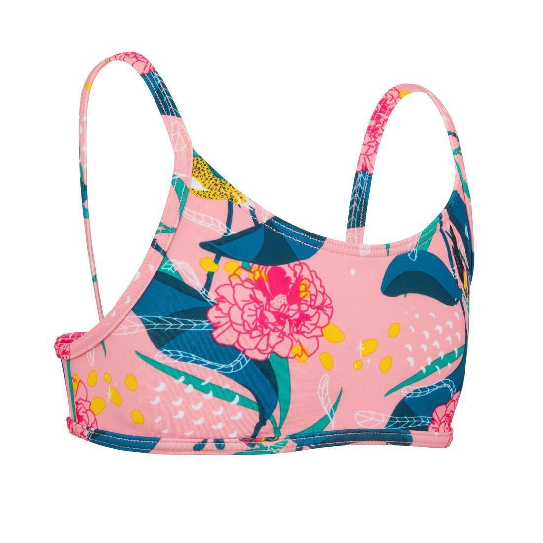 Kids Girls Swimsuit Crop Top - 100, Pink, No Color, large image number 4