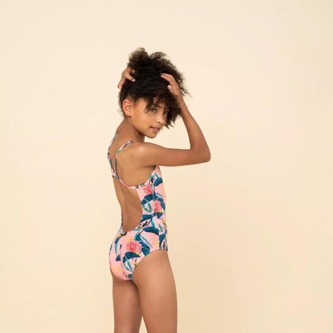 Kids Girls One-Piece Swimsuit - 100, Pink, No Color, large image number 11
