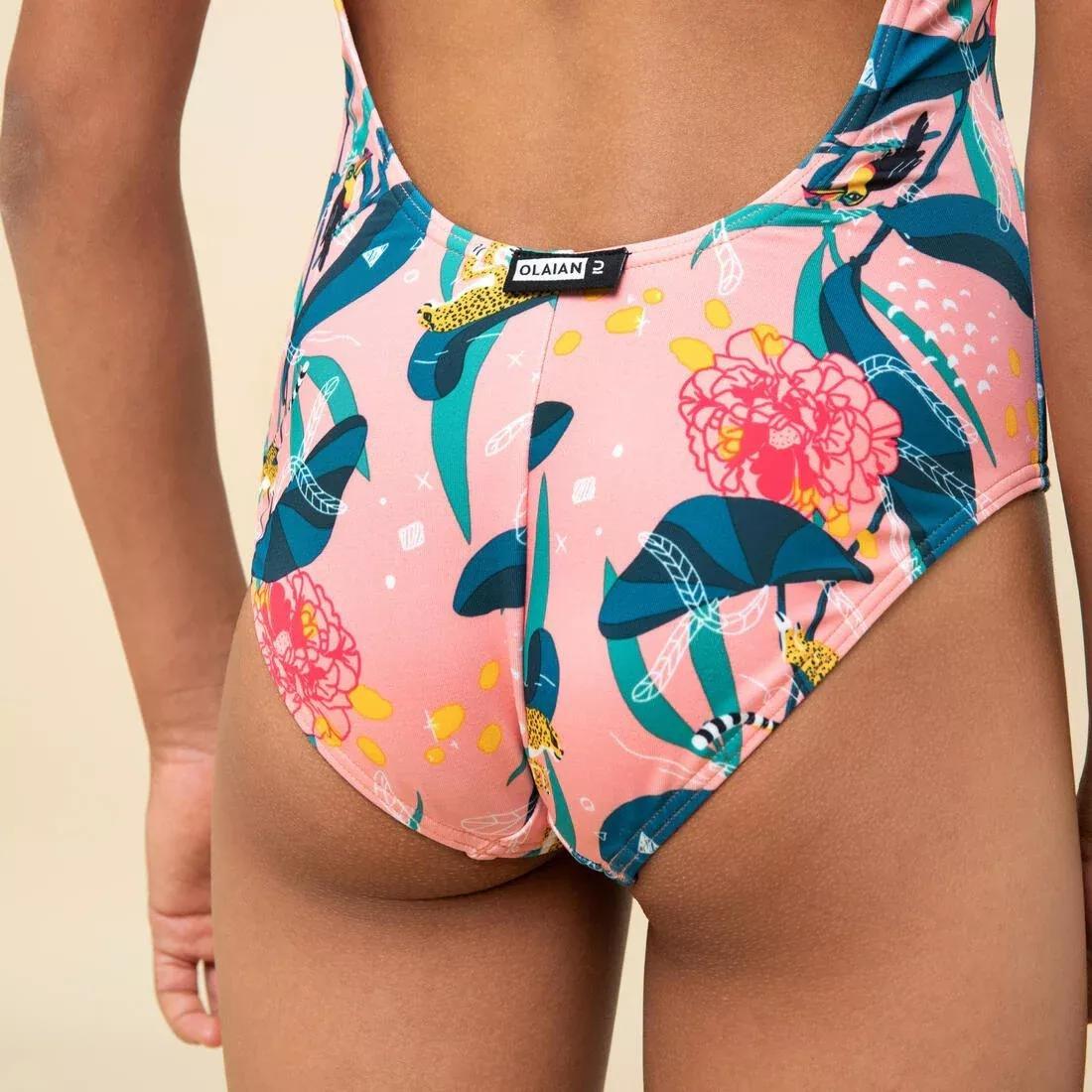 Kids Girls One-Piece Swimsuit - 100, Pink, No Color, large image number 12