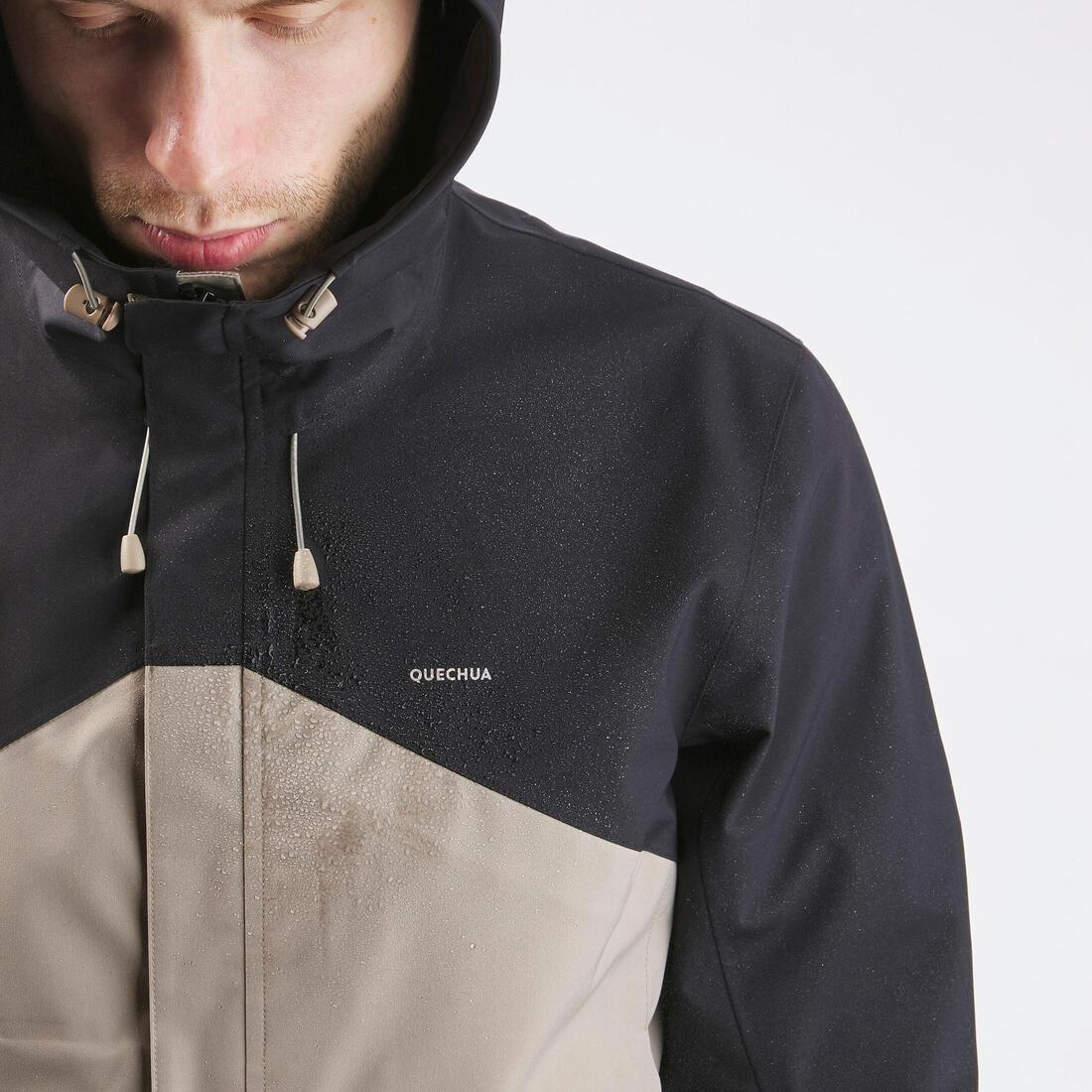 Men Hiking Lightweight Waterproof Jacket - Mh150, Black, , large image number 5