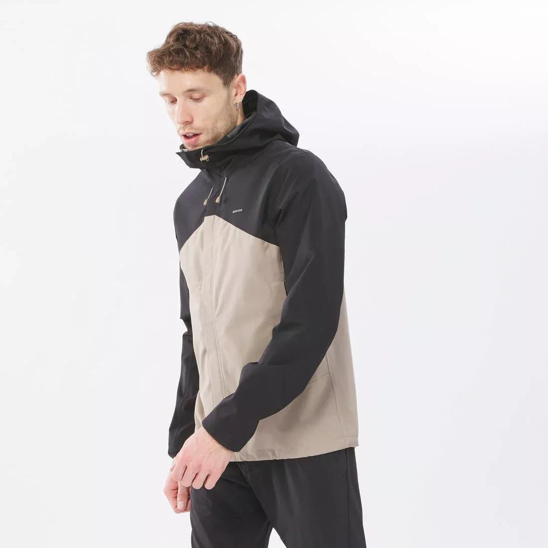Men Hiking Lightweight Waterproof Jacket - Mh150, Black, , large image number 6
