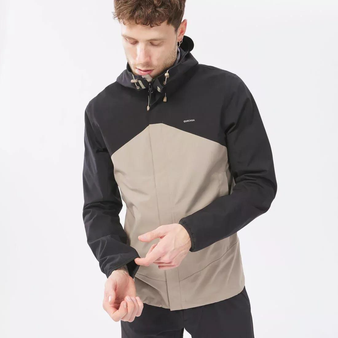 Men Hiking Lightweight Waterproof Jacket - Mh150, Black, , large image number 10
