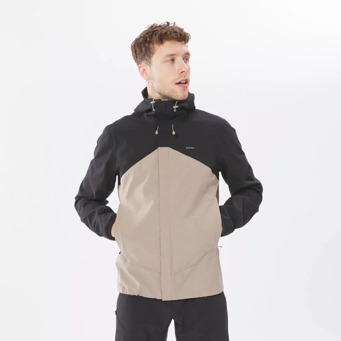 Men Hiking Lightweight Waterproof Jacket - Mh150, Black, , large image number 11