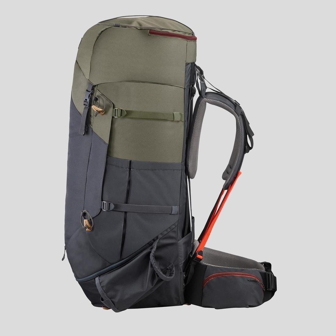 Womens Trekking Backpack - 60 L Mt100 Easyfit, Grey, No Color, large image number 4
