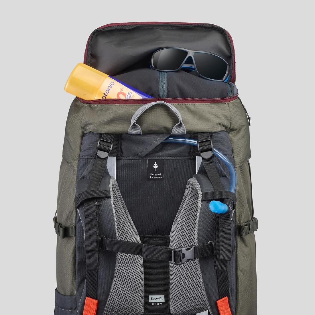 Womens Trekking Backpack - 60 L Mt100 Easyfit, Grey, No Color, large image number 7
