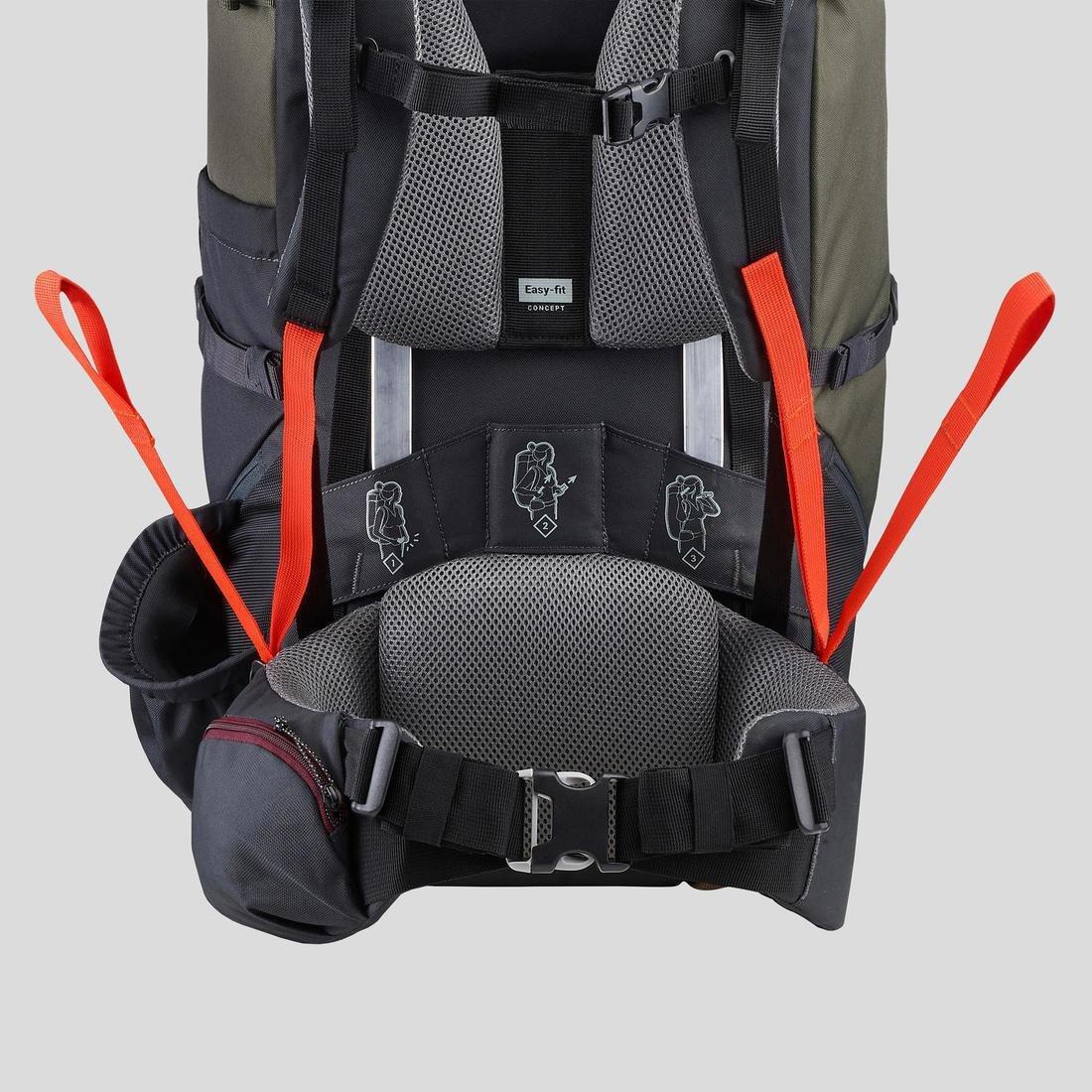 Womens Trekking Backpack - 60 L Mt100 Easyfit, Grey, No Color, large image number 8