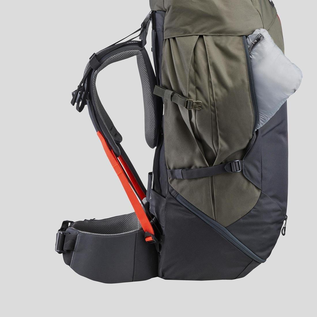 Womens Trekking Backpack - 60 L Mt100 Easyfit, Grey, No Color, large image number 10