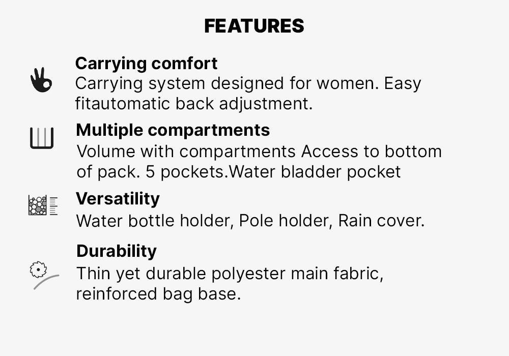 Womens Trekking Backpack - 60 L Mt100 Easyfit, Grey, No Color, large image number 15