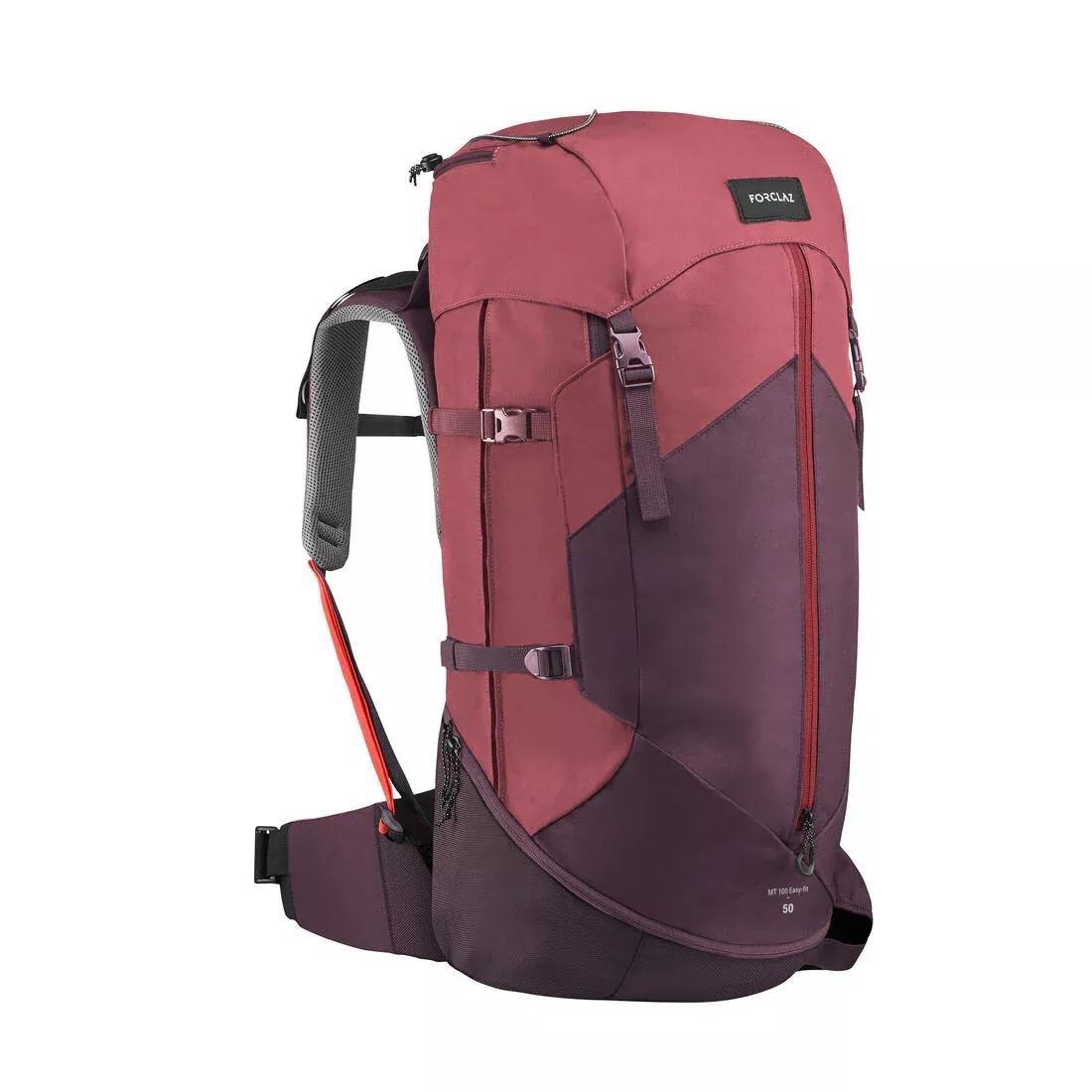 Women Trekking 50 L Backpack - Mt100 Easyfit, Red, , medium