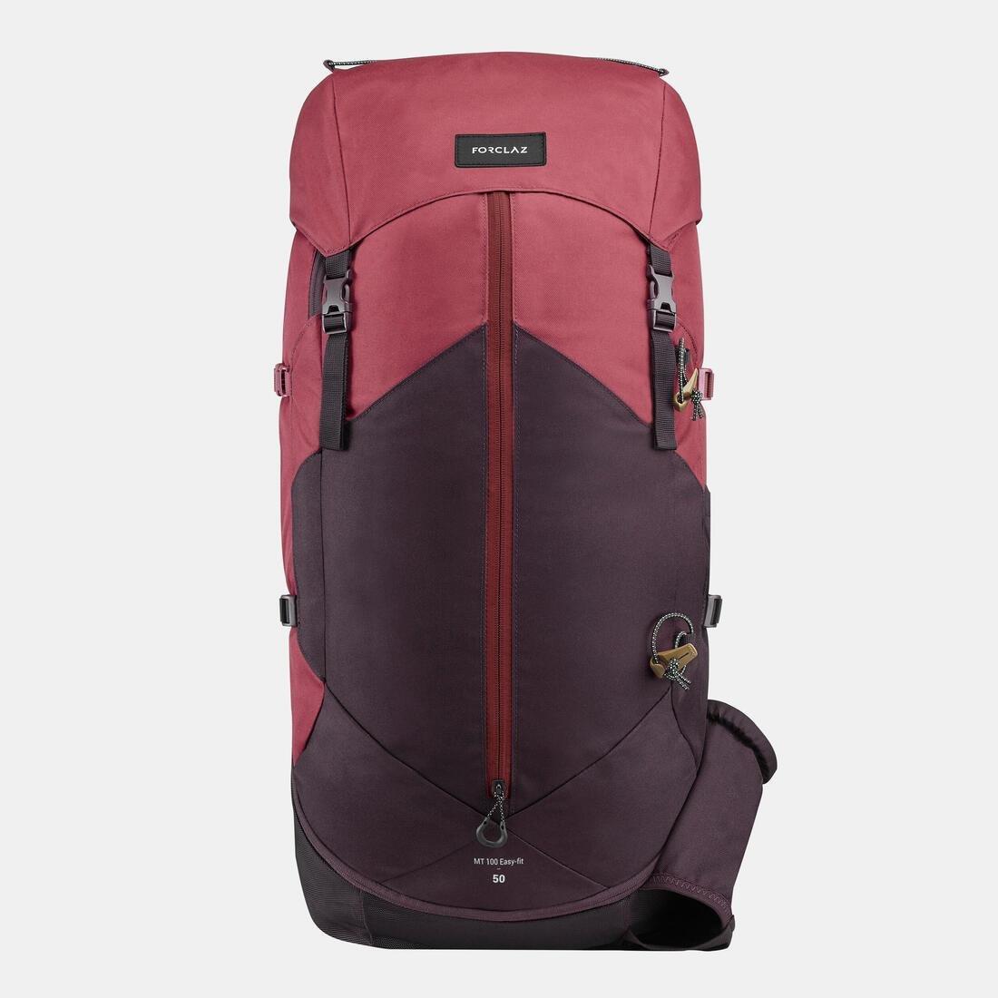 Women Trekking 50 L Backpack - Mt100 Easyfit, Red, No Color, large image number 1