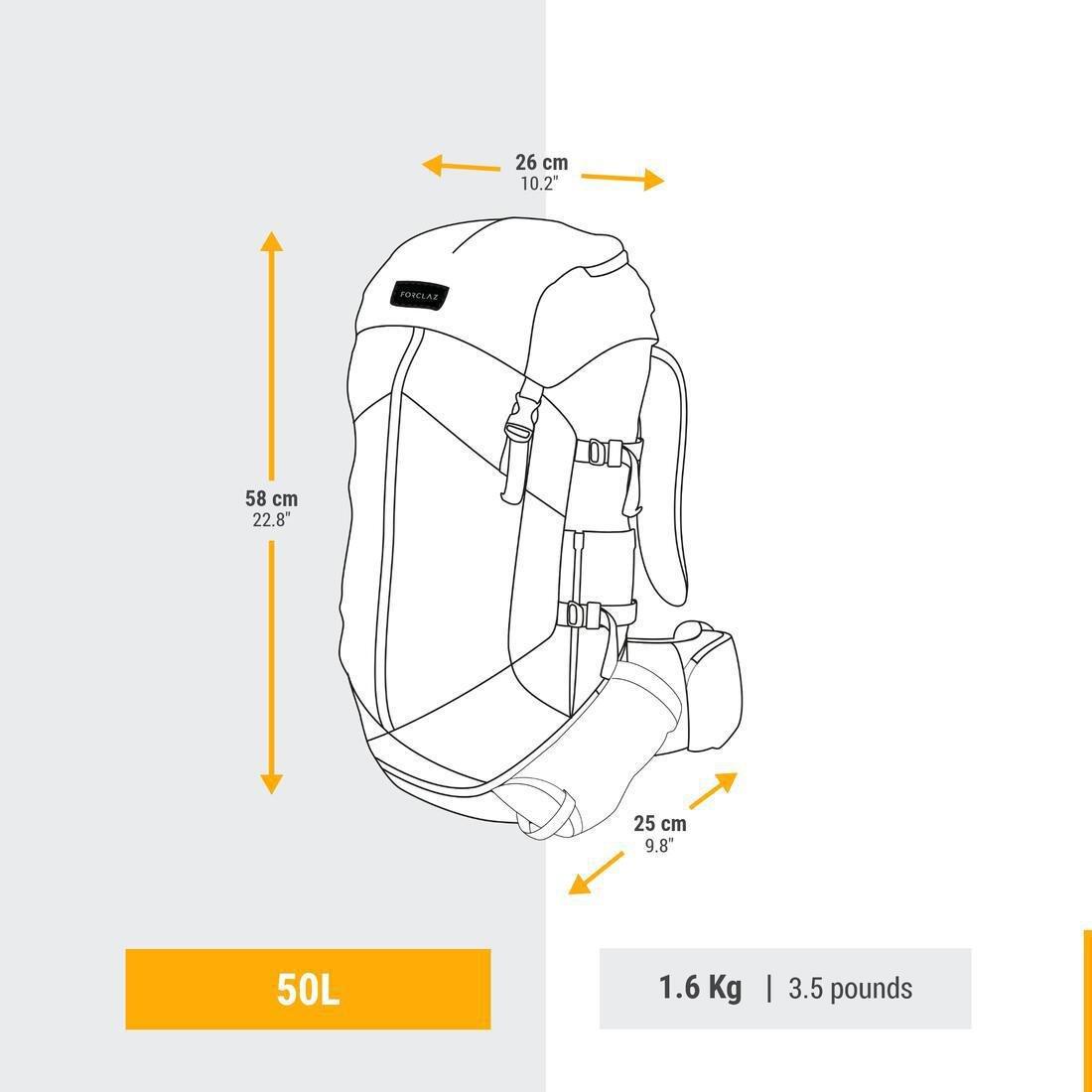 Women Trekking 50 L Backpack - Mt100 Easyfit, Red, No Color, large image number 2