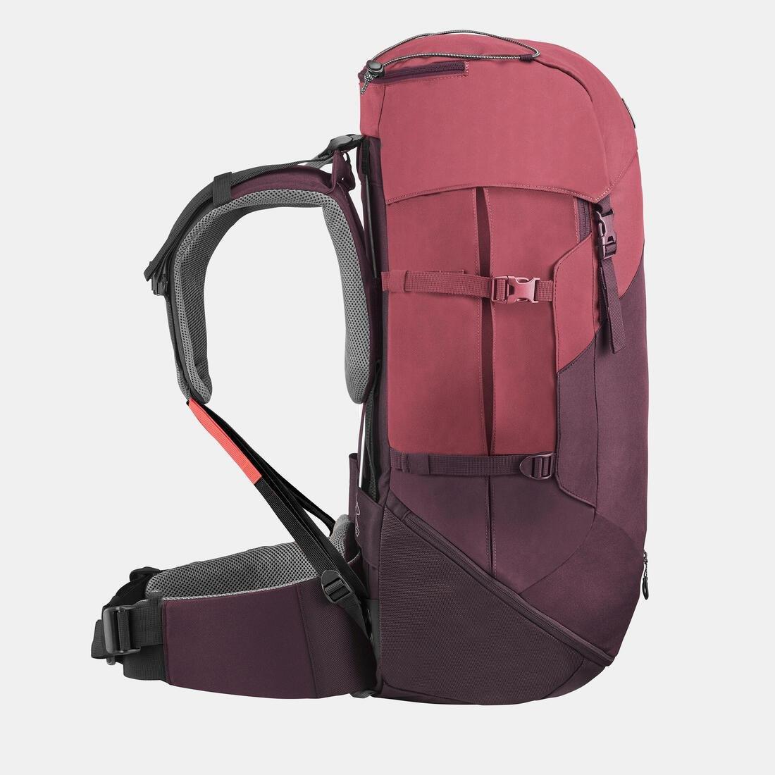 Women Trekking 50 L Backpack - Mt100 Easyfit, Red, No Color, large image number 3