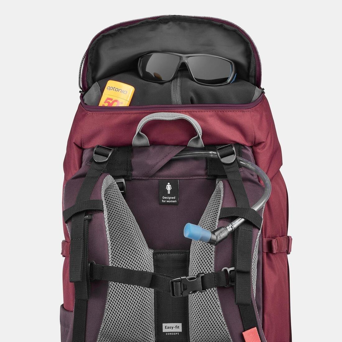 Women Trekking 50 L Backpack - Mt100 Easyfit, Red, No Color, large image number 8
