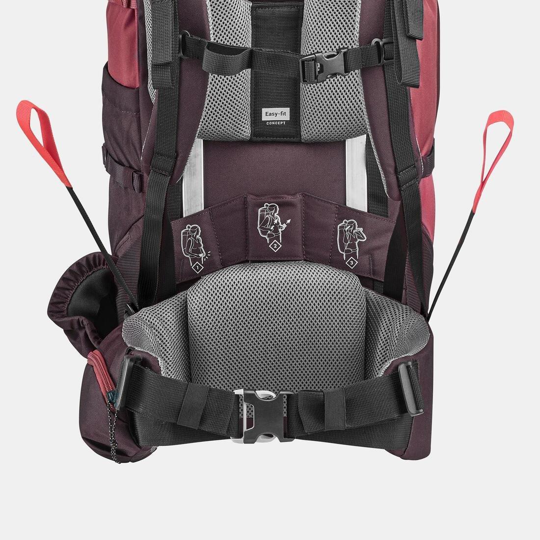Women Trekking 50 L Backpack - Mt100 Easyfit, Red, No Color, large image number 9