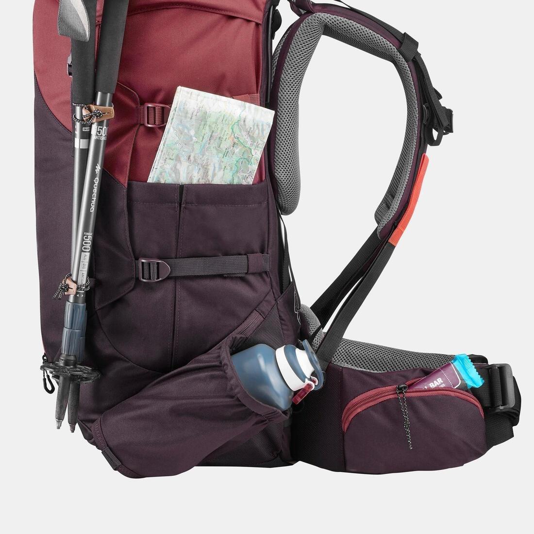 Women Trekking 50 L Backpack - Mt100 Easyfit, Red, No Color, large image number 10