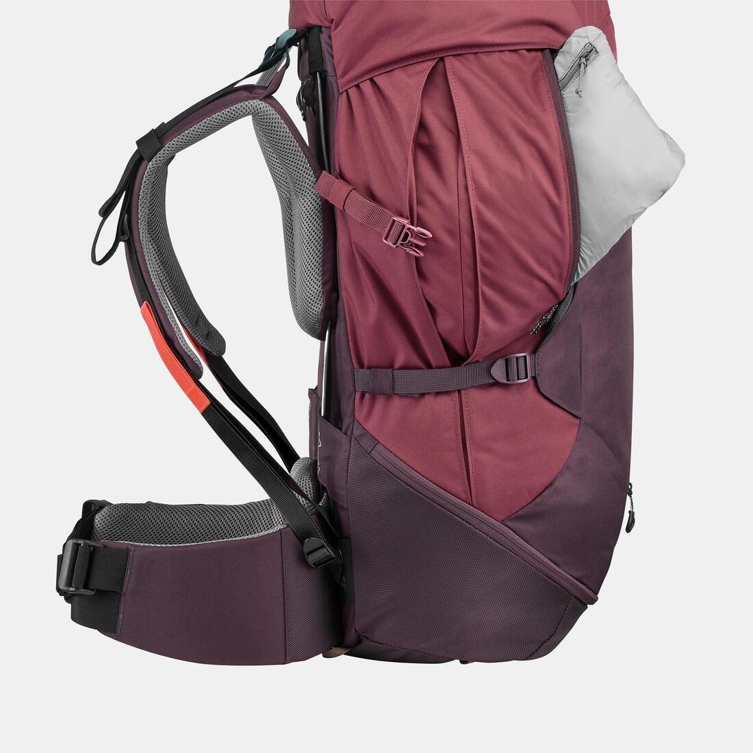 Women Trekking 50 L Backpack - Mt100 Easyfit, Red, No Color, medium