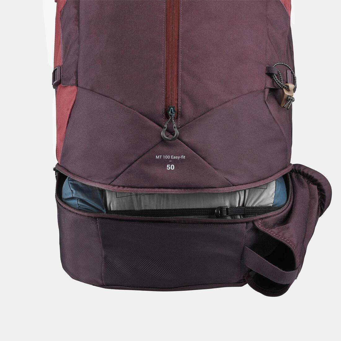 Women Trekking 50 L Backpack - Mt100 Easyfit, Red, No Color, large image number 13