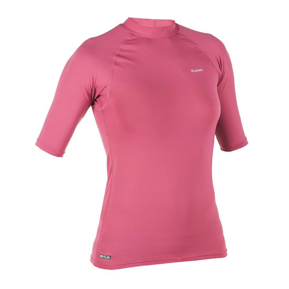 Womens Short Sleeve Uv Protection Surfing Top T-Shirt, Pink, No Color, medium