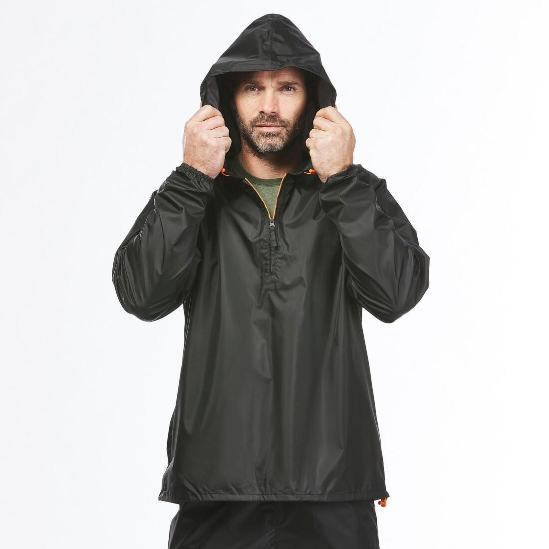 Men Windproof And Water-Repellent Hiking Jacket - Raincut 1/2 Zip, Brick Red, No Color, large image number 14
