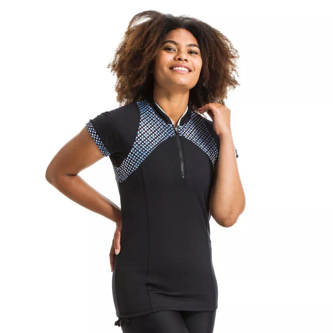 BLACK W Aquafit-Aquabiking or Seawater Walking Short-Sleeved T-shirt Zia Black Bul Gre, , large image number 9