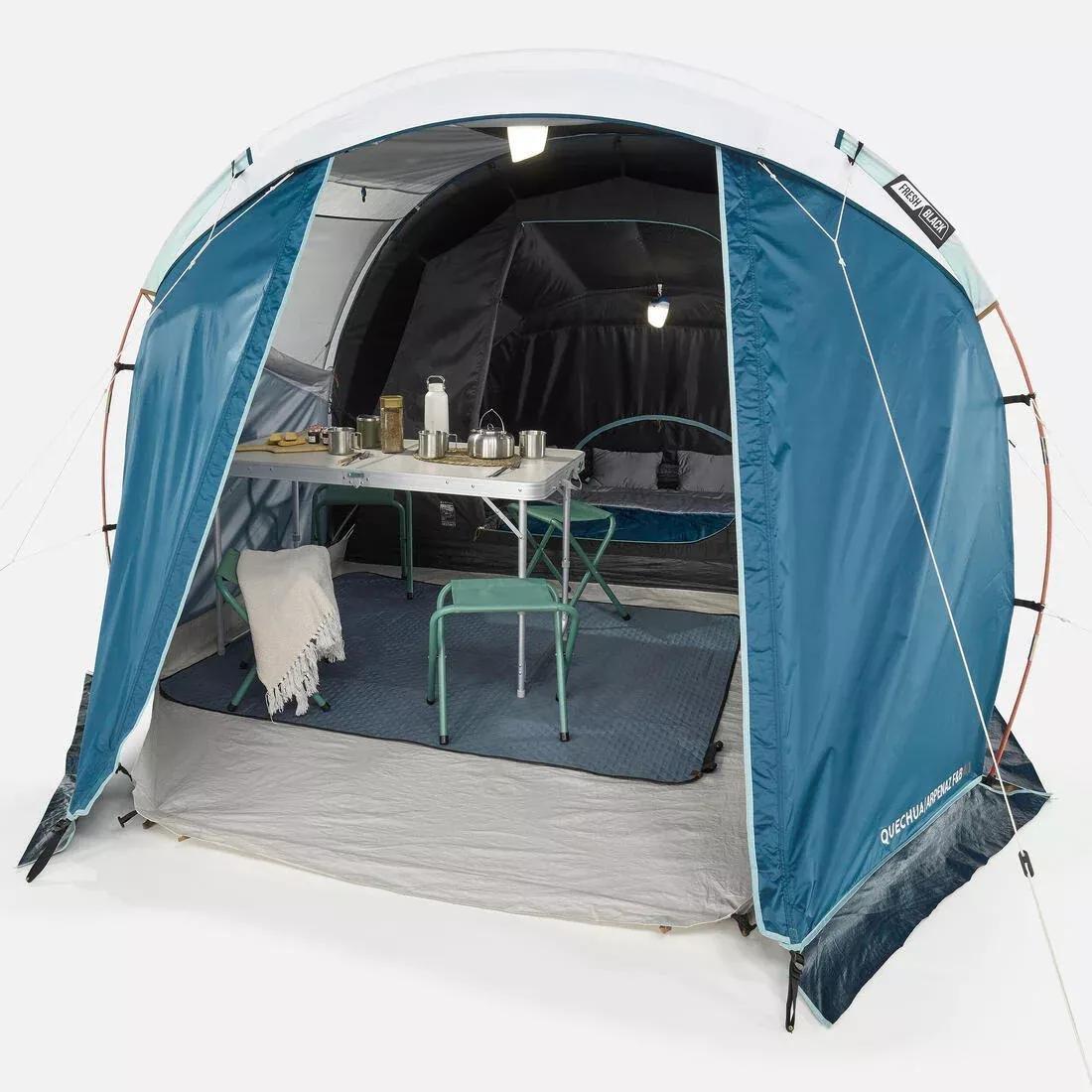 Camping Tent With Poles Arpenaz 4.1 - 4 Persons 1 Bedroom, No Color, large image number 13