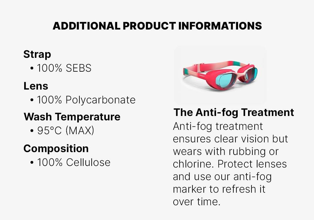 Kids Clear Lenses Swimming Goggles - Xbase 100, Pink, No Color, medium