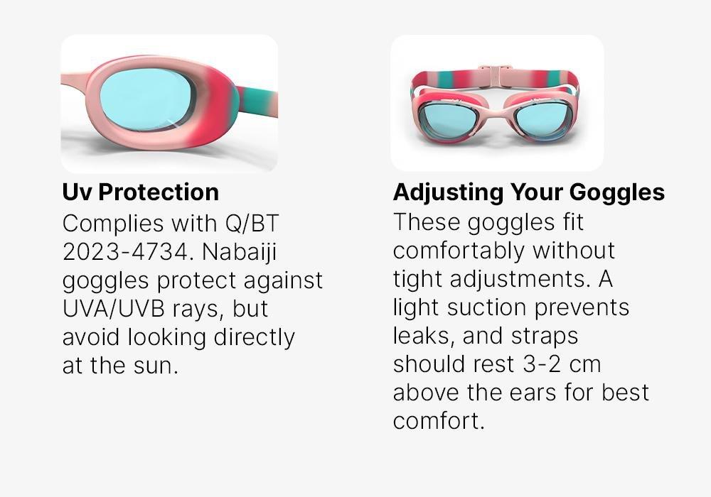 Kids Clear Lenses Swimming Goggles - Xbase 100, Pink, No Color, medium