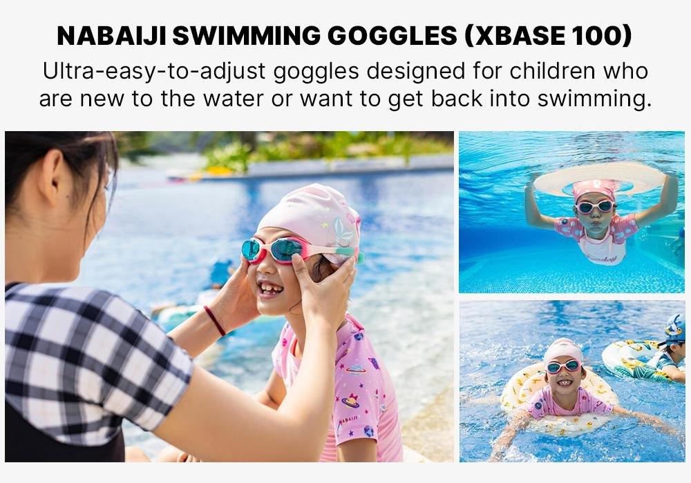 Kids Clear Lenses Swimming Goggles - Xbase 100, Pink, No Color, medium