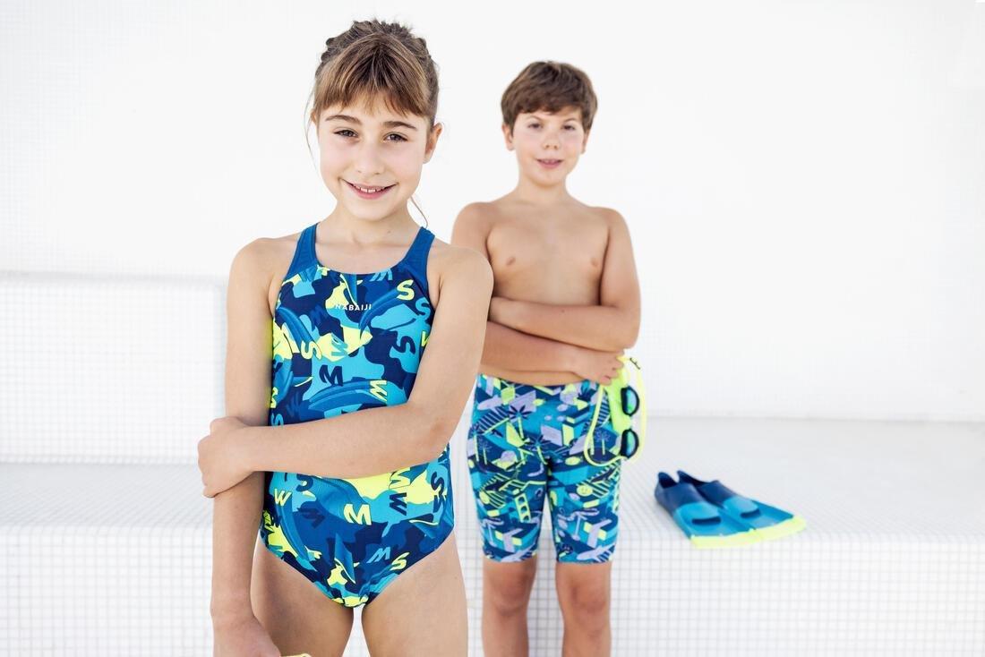Kids Girls Kamyleon 500 Swimsuit, Blue, No Color, large image number 4
