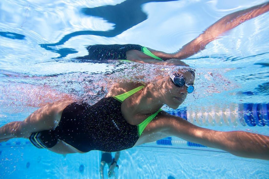 Kids Girls Kamyleon 500 Swimsuit, Blue, No Color, medium