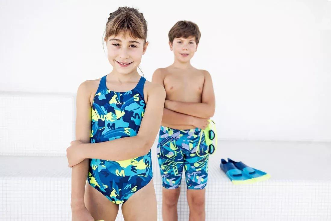 Kids Girls Kamyleon 500 Swimsuit, Blue, No Color, medium