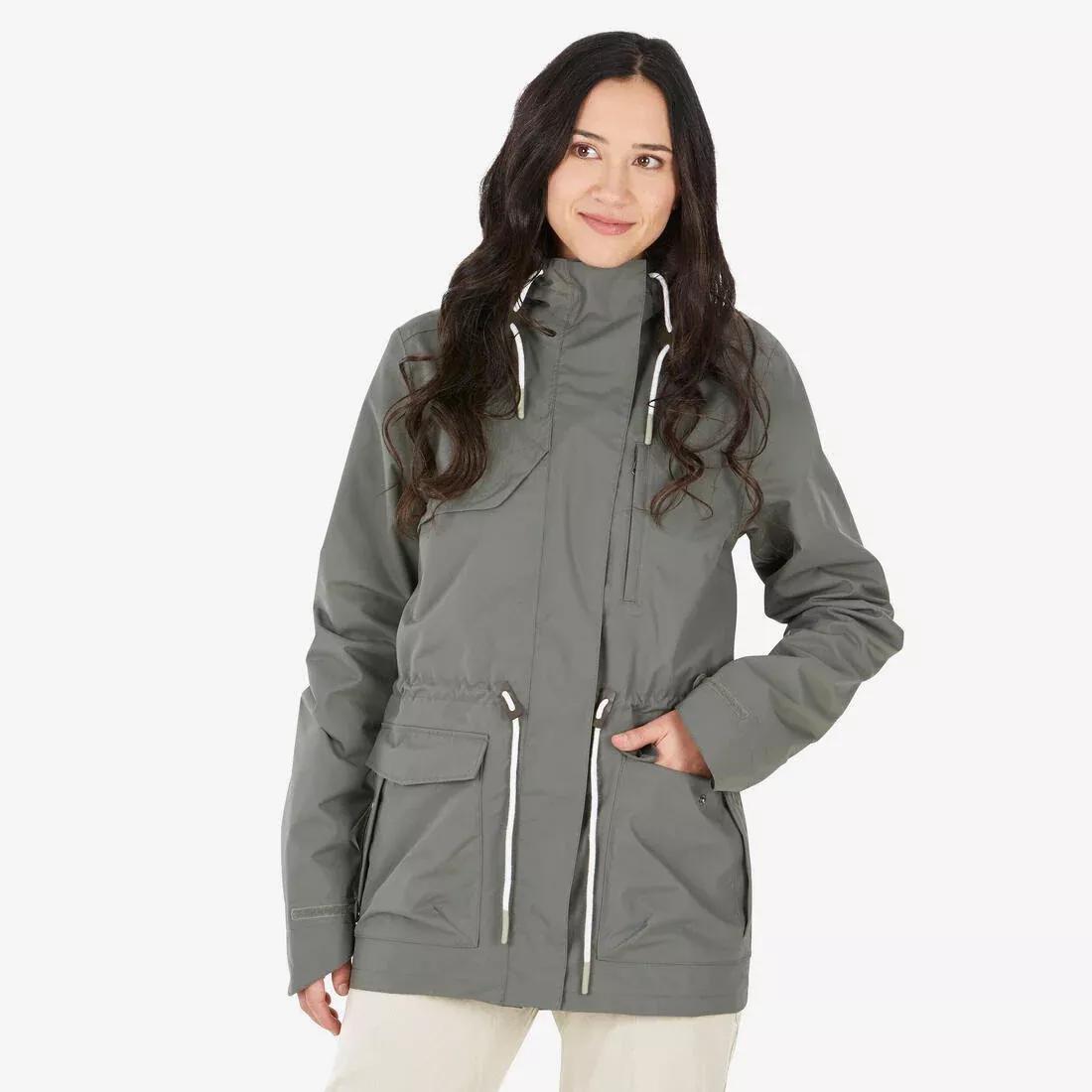 Women Waterproof Hiking Jacket - Nh550, Khaki, , large image number 0